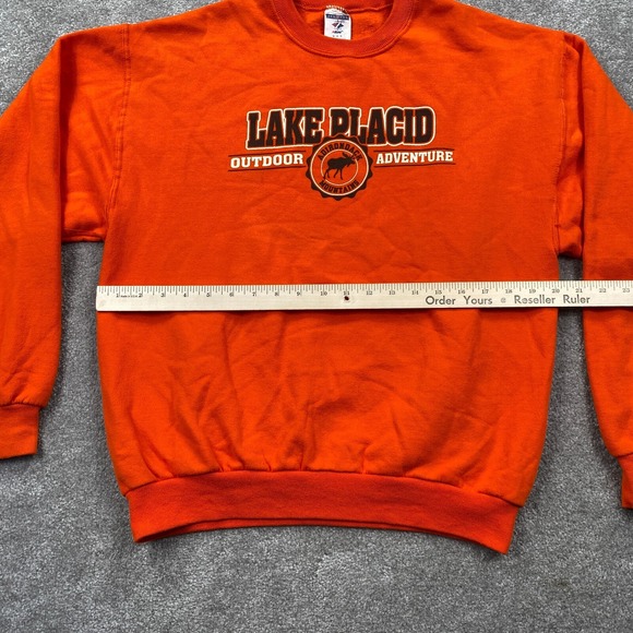 Lake Placid NY Crew Neck Sweater Size M Orange JERZEES Outdoor Adventure - Picture 7 of 9